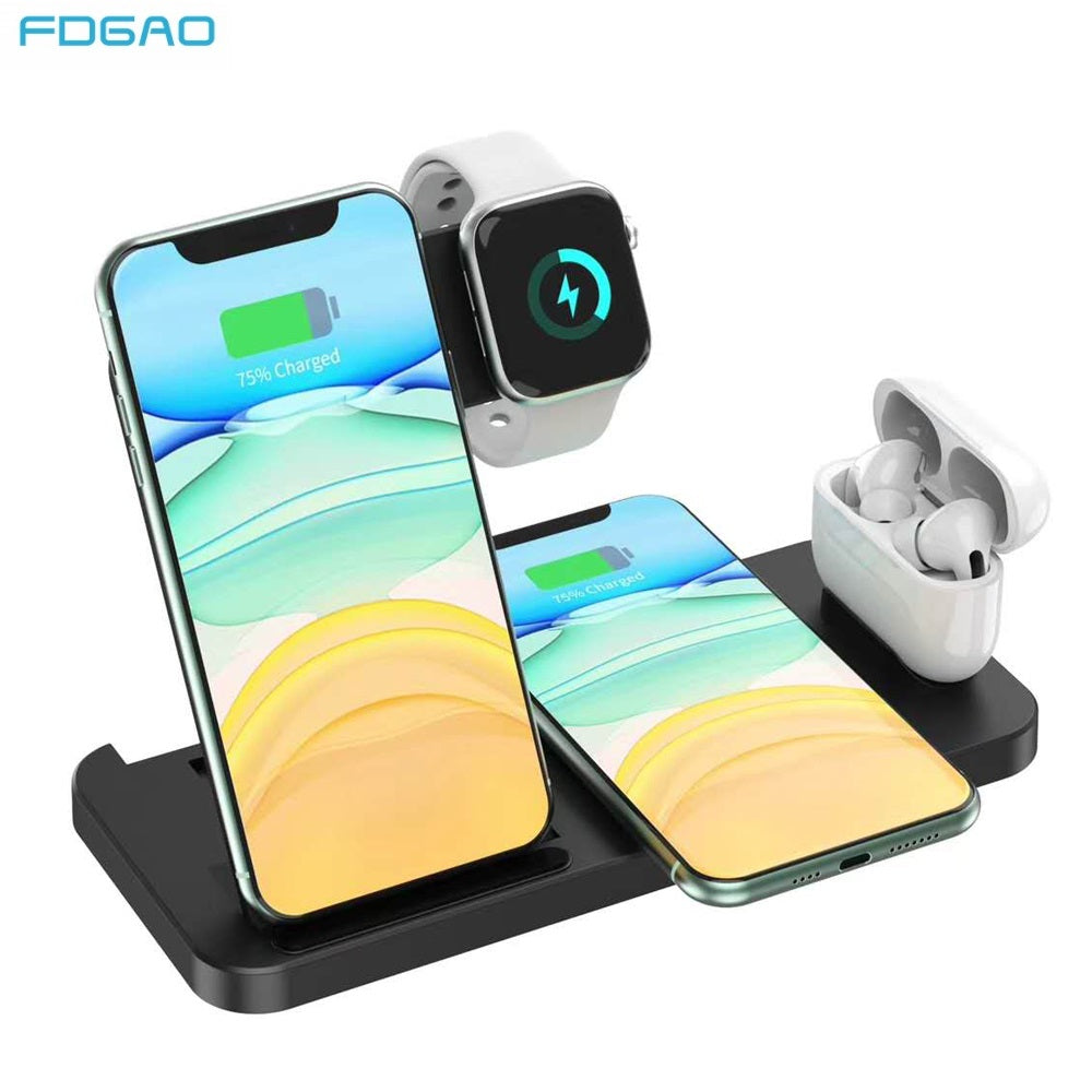 15W 4 in 1 Qi Wireless Charger Stand For iPhone 13 12 11 XS XR X Fast Charging Dock Station For Apple Watch 6/5/4/3/2 AirPod Pro