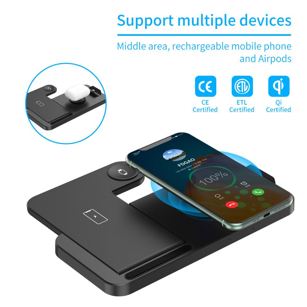 15W 4 in 1 Qi Wireless Charger Stand For iPhone 13 12 11 XS XR X Fast Charging Dock Station For Apple Watch 6/5/4/3/2 AirPod Pro