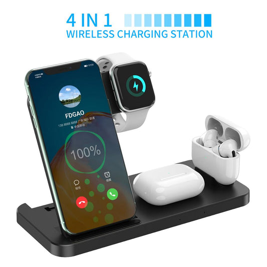 15W 4 in 1 Qi Wireless Charger Stand For iPhone 13 12 11 XS XR X Fast Charging Dock Station For Apple Watch 6/5/4/3/2 AirPod Pro