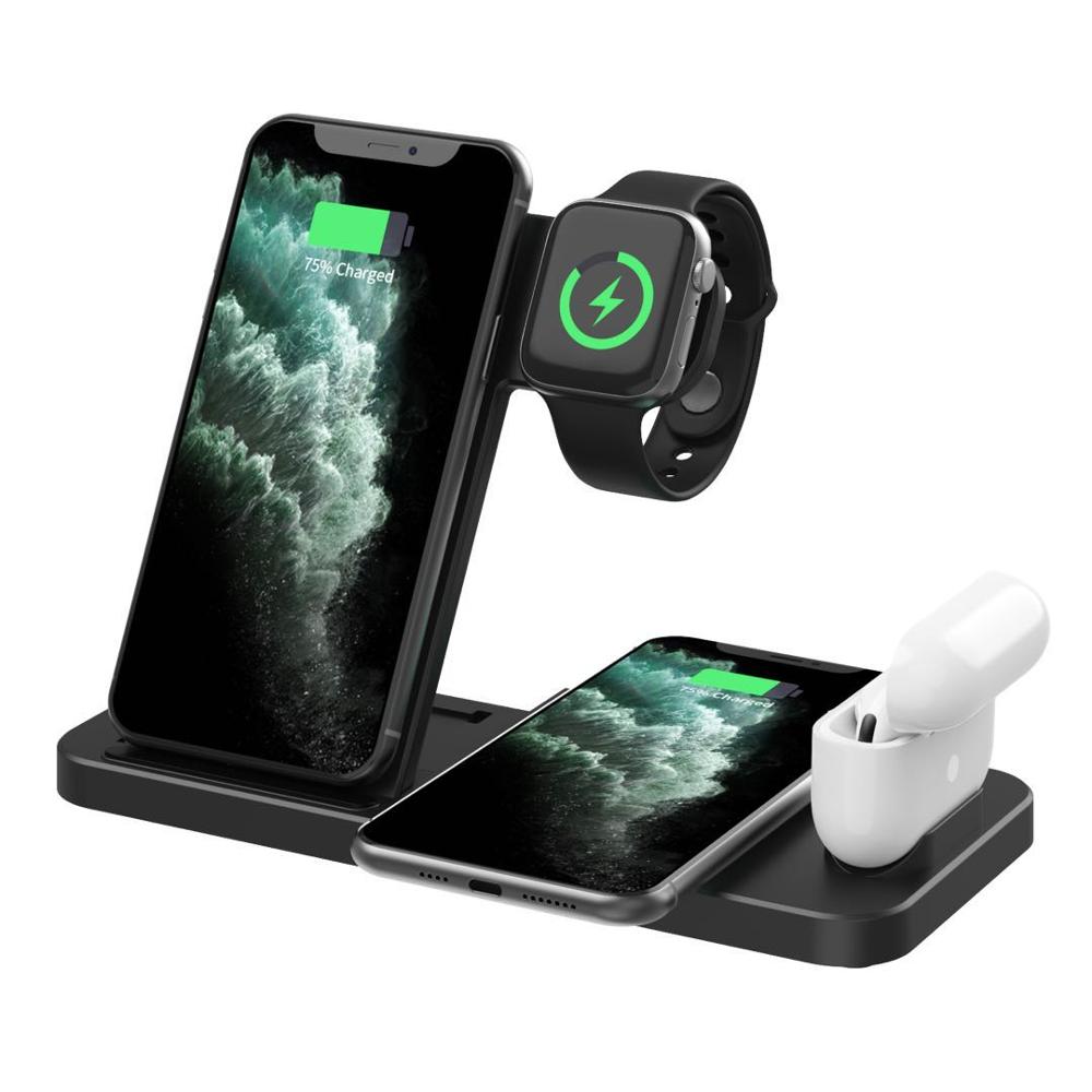 15W 4 in 1 Qi Wireless Charger Stand For iPhone 13 12 11 XS XR X Fast Charging Dock Station For Apple Watch 6/5/4/3/2 AirPod Pro