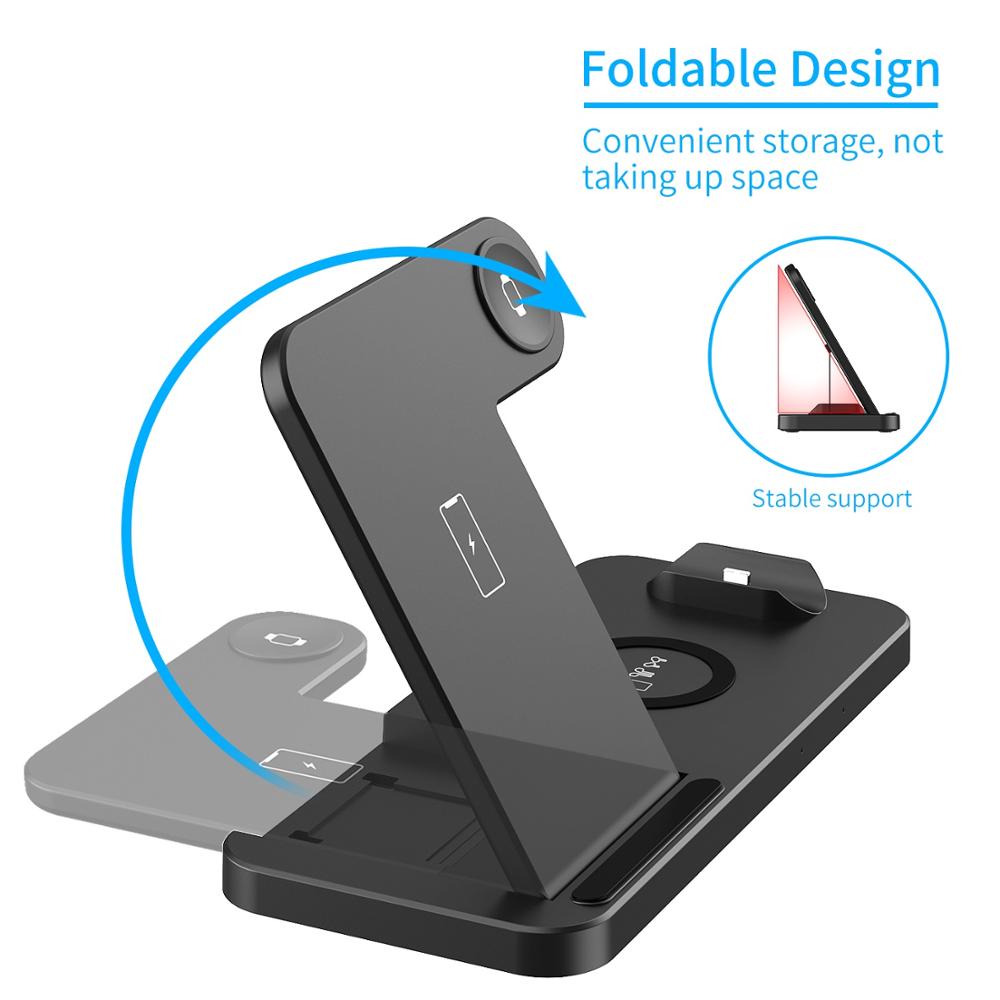 15W 4 in 1 Qi Wireless Charger Stand For iPhone 13 12 11 XS XR X Fast Charging Dock Station For Apple Watch 6/5/4/3/2 AirPod Pro