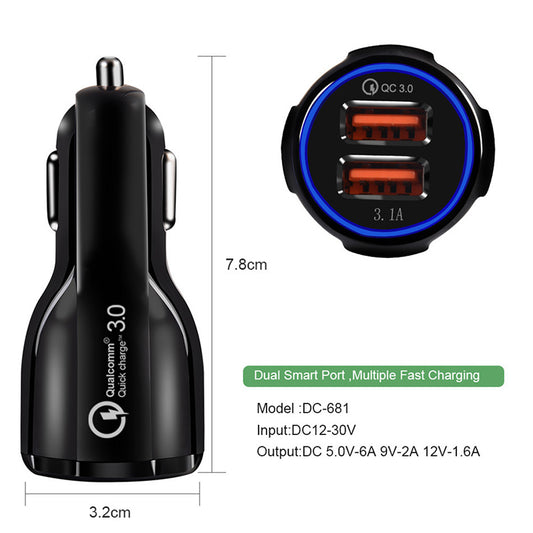 18W 3.1A Car Charger Quick Charge 3.0 Universal Dual USB Fast Charging QC For iPhone Samsung Xiaomi Mobile Phone In Car Chargers