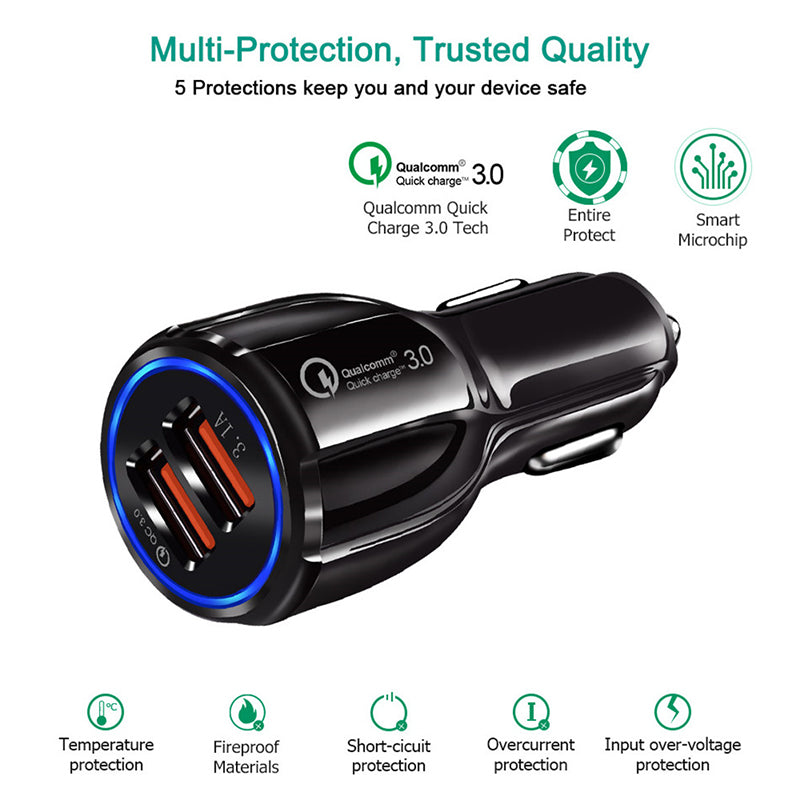 18W 3.1A Car Charger Quick Charge 3.0 Universal Dual USB Fast Charging QC For iPhone Samsung Xiaomi Mobile Phone In Car Chargers