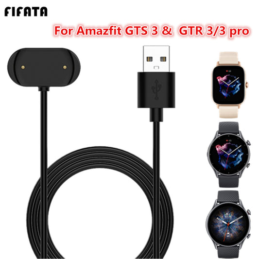 1m USB Charging Cable For Amazfit GTR 3 pro GTR3 GTS3 Charger For GTR2 GTR2e Bip u T-rex pro GTR 3 GTS 3 Magnetic Charging Dock