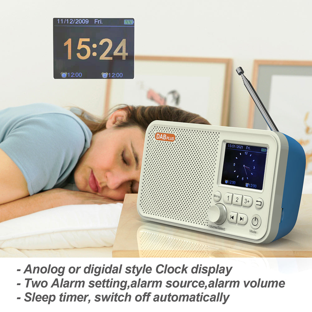 2.4 inch LCD Screen Desktop Alarm Clock DAB DAB+ FM Bluetooth-compatible Broadcasting Radio MP3 Player For European