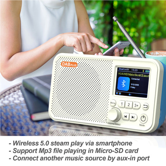 2.4 inch LCD Screen Desktop Alarm Clock DAB DAB+ FM Bluetooth-compatible Broadcasting Radio MP3 Player For European