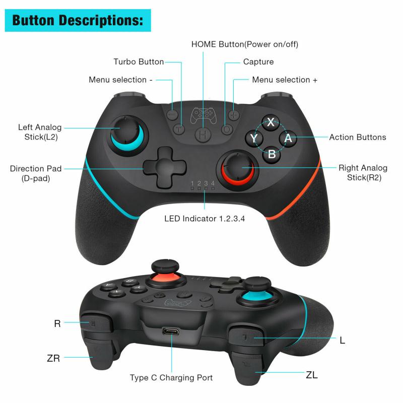 2021 NEW For Nintend Switch Pro NS-Switch Pro Gamepad Wireless-Bluetooth Gamepad Game Joystick Controller With 6-Axis Handle