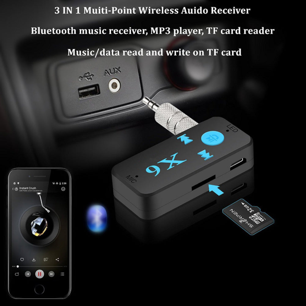 3.5mm Interface Audio Bluetooth Receiver Car Bluetooth Compatible Receiver Upgrade New Version X6 Plus Insert TF Card Walkman