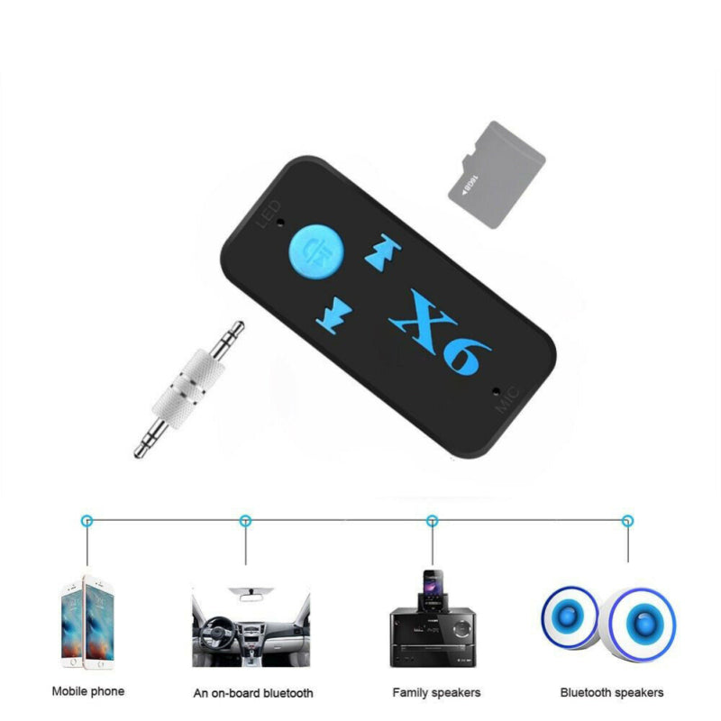 3.5mm Interface Audio Bluetooth Receiver Car Bluetooth Compatible Receiver Upgrade New Version X6 Plus Insert TF Card Walkman