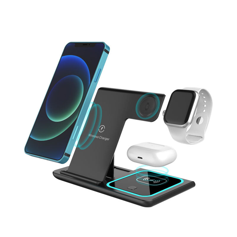 3 in 1 Induction Wireless Charger Stand Qi 15W for IPhone13 12 11 8 Pro XR XsMax Apple Watch SE6 5 4 3 AirPods Foldable Charging