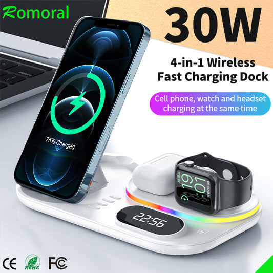 30W Fast Wireless Charger For Samsung Note 20 S20 iPhone 13 12 Watch Charging For iWatch SE 6 Headphone Charging For  AirPod Pro