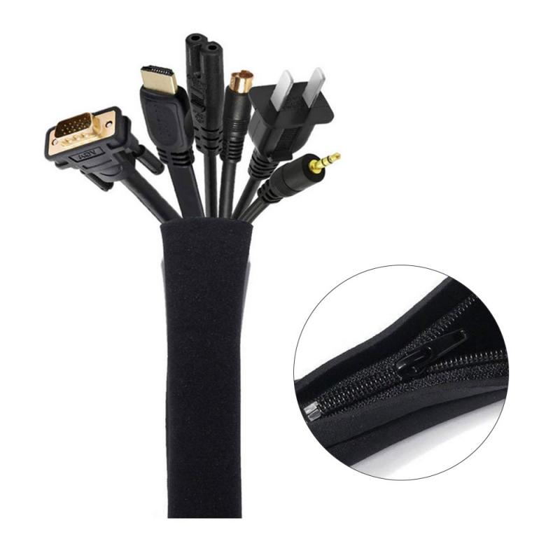 51*11CM DIY Neoprene Cable Management Sleeve Zipper Wrap Wire Hider Cover Organizer