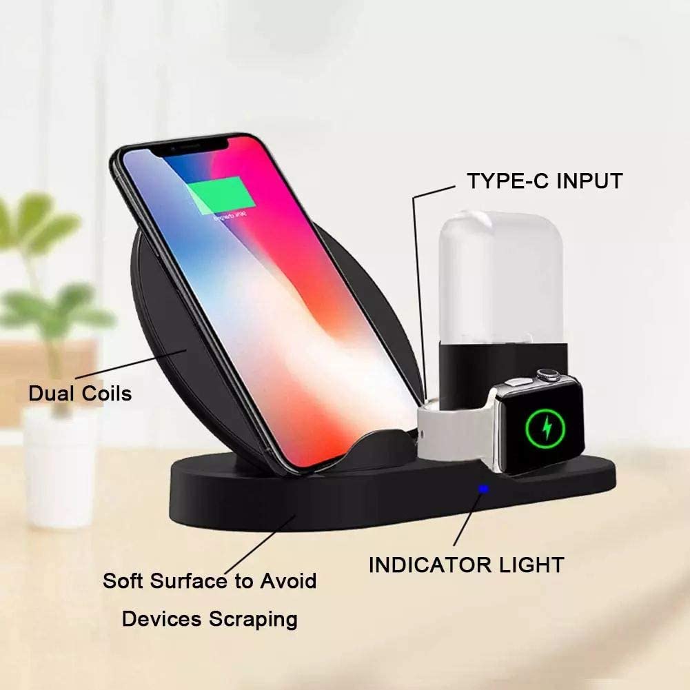 Carregador Wireless 3 em 1 Qi Indução 10W/7W - Apple Watch/Airpod/iPhone X/XR 6,1"