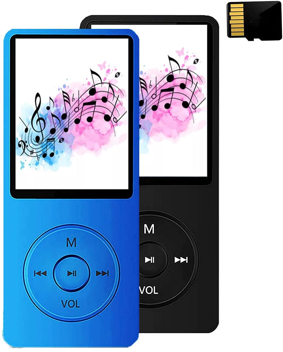 MP3 Player with a 16GB Micro SD Card, Maximum Support 128GB | Build-in Speaker | M MayJazz Music Player with Photo/Video Player/FM Radio/Voice Recorder/E-Book Reader - Dark Blue