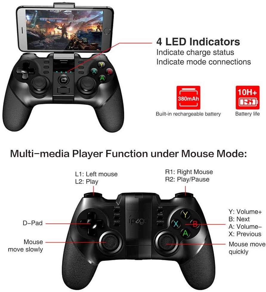 iPega PG-9076 2.4G Wireless Gamepad Controller for Samsung Galaxy S10 /S10+ S20 S20+ 5G Note 10 HW P30 P40 Oppo VIVO MI Android Devices Smartphone Tablet PS3