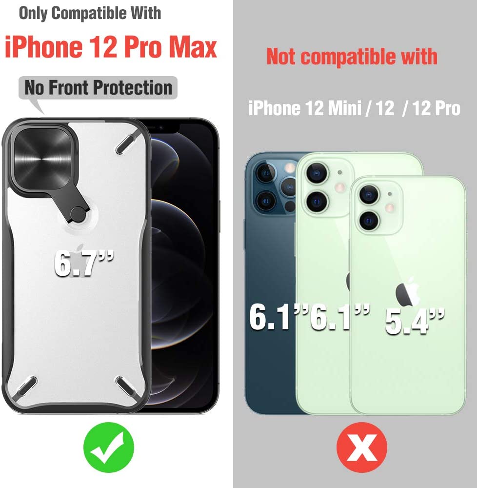 Nillkin Camshield Pro Cyclops Clear Case Compatible with iPhone 12 Pro Max, Slim Protective Cover Case Spin Camera Protector Hard PC & TPU Phone Case for Phone 12 Pro Max 6.7'' Black