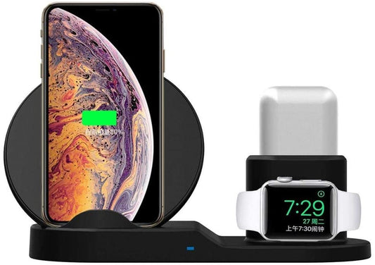 Carregador Wireless 3 em 1 Qi Indução 10W/7W - Apple Watch/Airpod/iPhone X/XR 6,1"