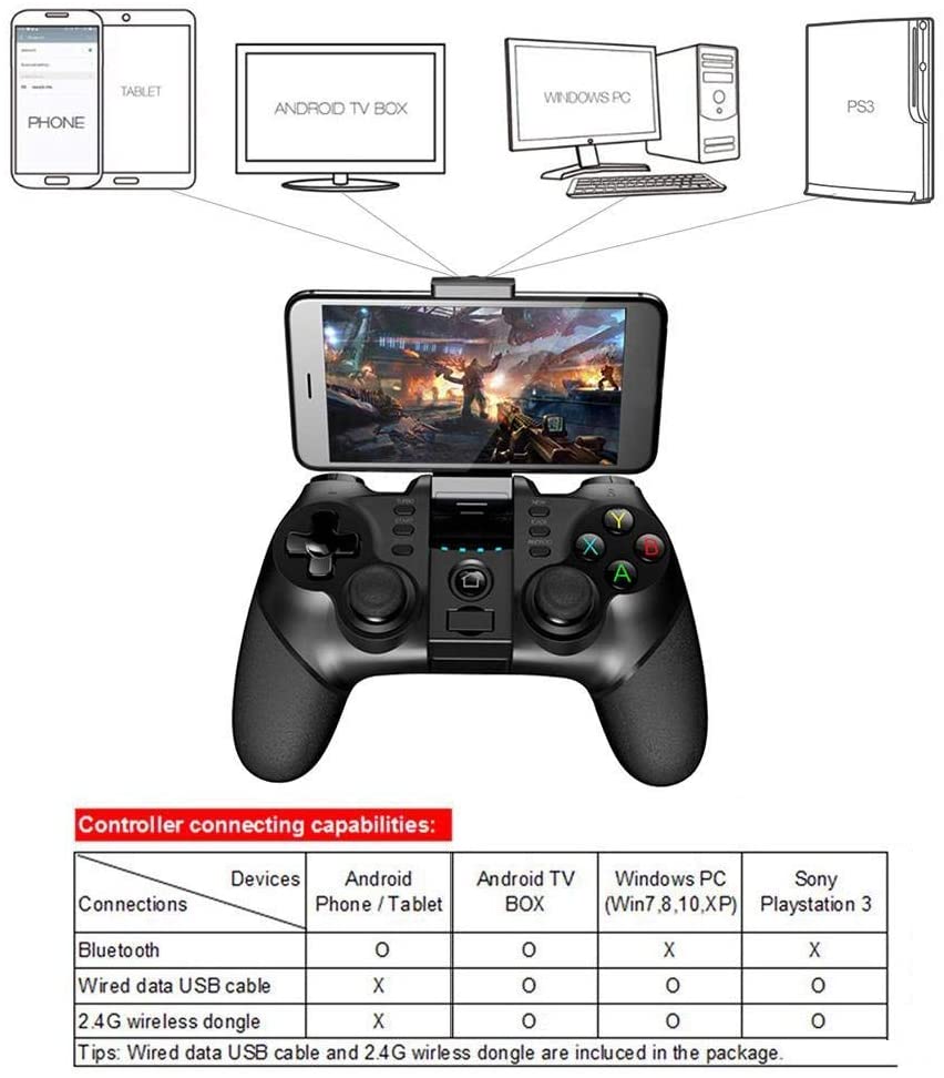 iPega PG-9076 2.4G Wireless Gamepad Controller for Samsung Galaxy S10 /S10+ S20 S20+ 5G Note 10 HW P30 P40 Oppo VIVO MI Android Devices Smartphone Tablet PS3