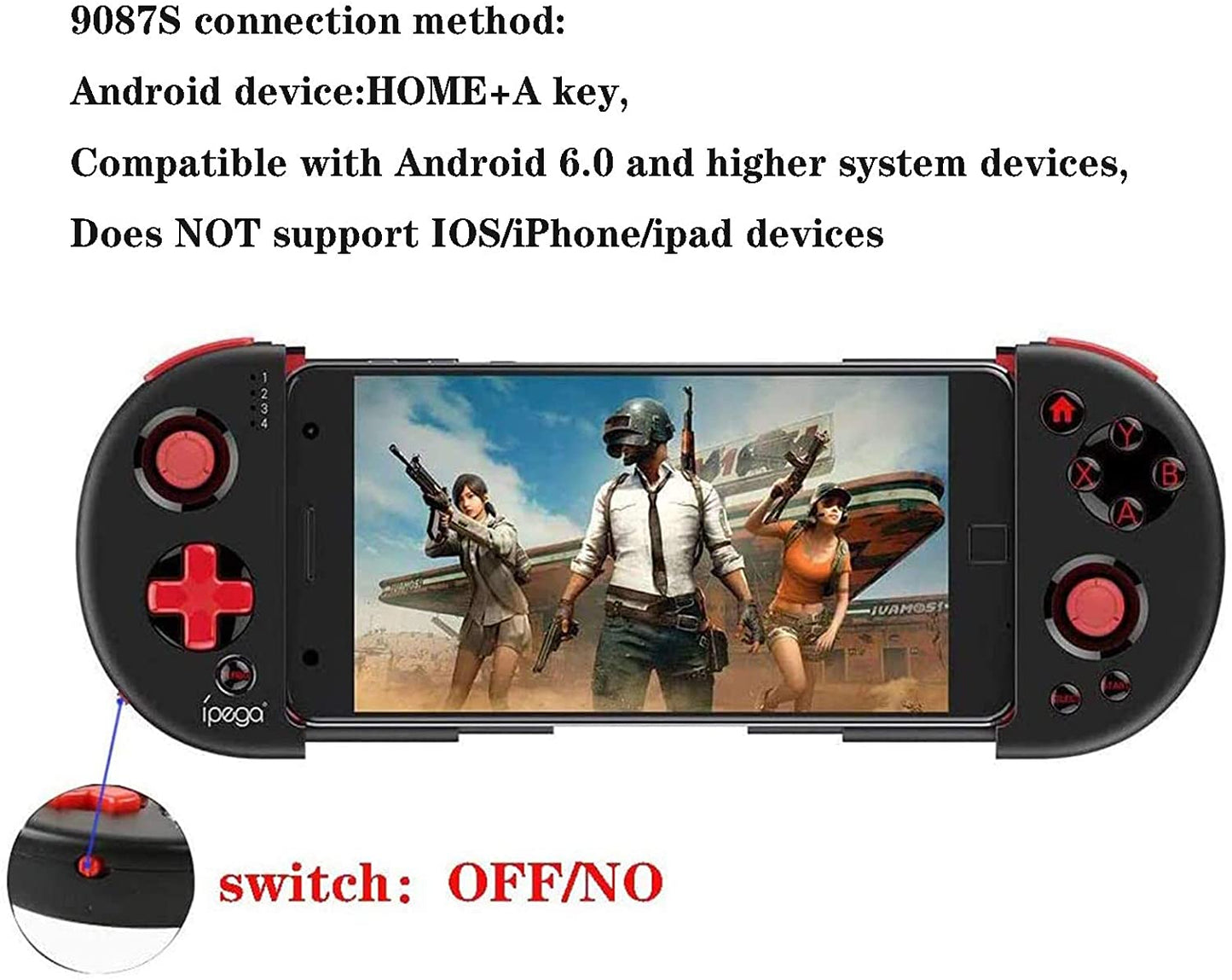 ipega-PG-9087S Wireless 4.0 Game Controller Gamepad Joystick for Samsung Galaxy S10 /S20/ NOTE10 Oppo VIVO xiaomi LG Smart Android Mobile Phone Tablet (Android 6.0 and Above