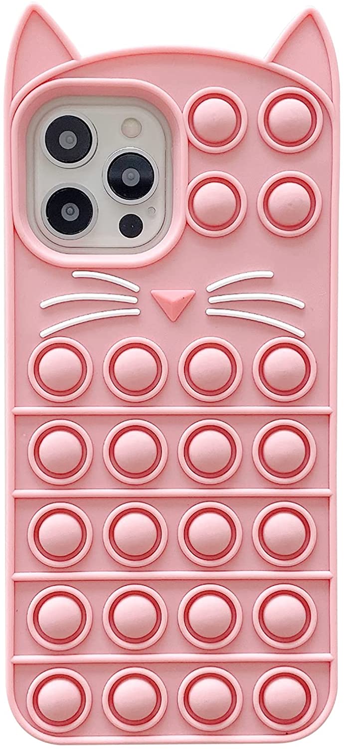 Billion Good Push Pop Phone Case for iPhone XR,Push Pop Bubble Fidget Toys Mobile Phone Protective Shell for Kids Adults - iPhoneXR 6.1 Inch,Cat Black