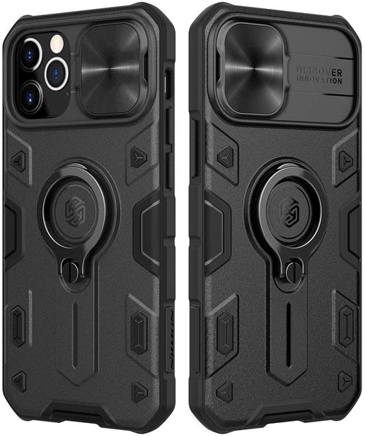 Nillkin CamShield Armor Case Compatible with iPhone 12 Pro/iPhone 12, [Built in Kickstand & Camera Lens Protector] Shockproof Back Bumper Hybrid Cover Phone Case for Phone 12 Pro 6.1'' Space Black