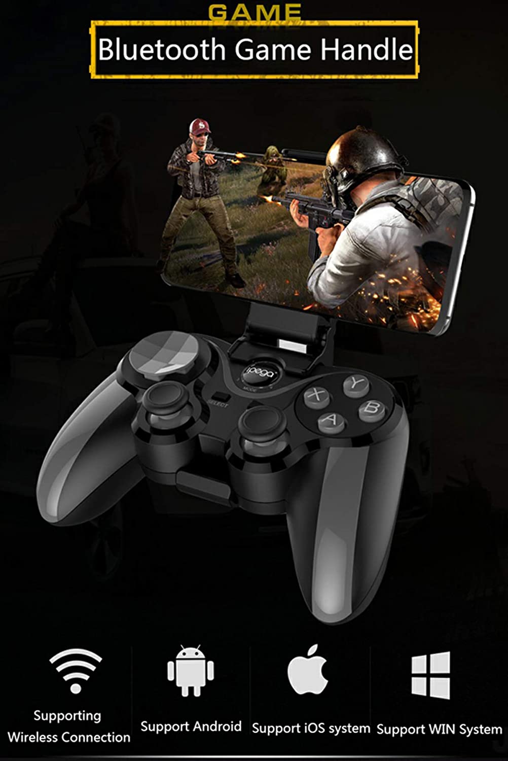 ipega PG-9128 Wireless Phone Controller Mobile Game Joystick PUBG Controller for Android 6.0 and Higher System Mobile Smart Phones/Tablets (Not Support Mediatek Chip Phones)