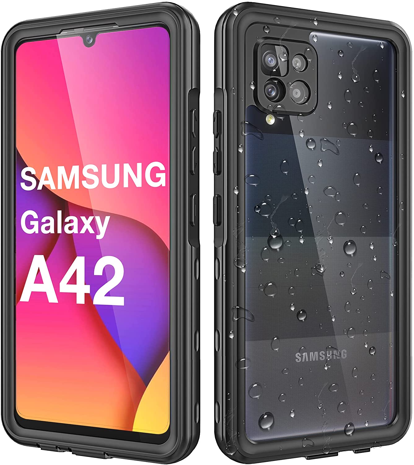 Galaxy A52 5G Waterproof Phone Case, Dustproof Shockproof Sandproof Case with Built-in Screen Protector Full Body Sealed Underwater Protective Cover Case for Samsung Galaxy A52 5G (Black)