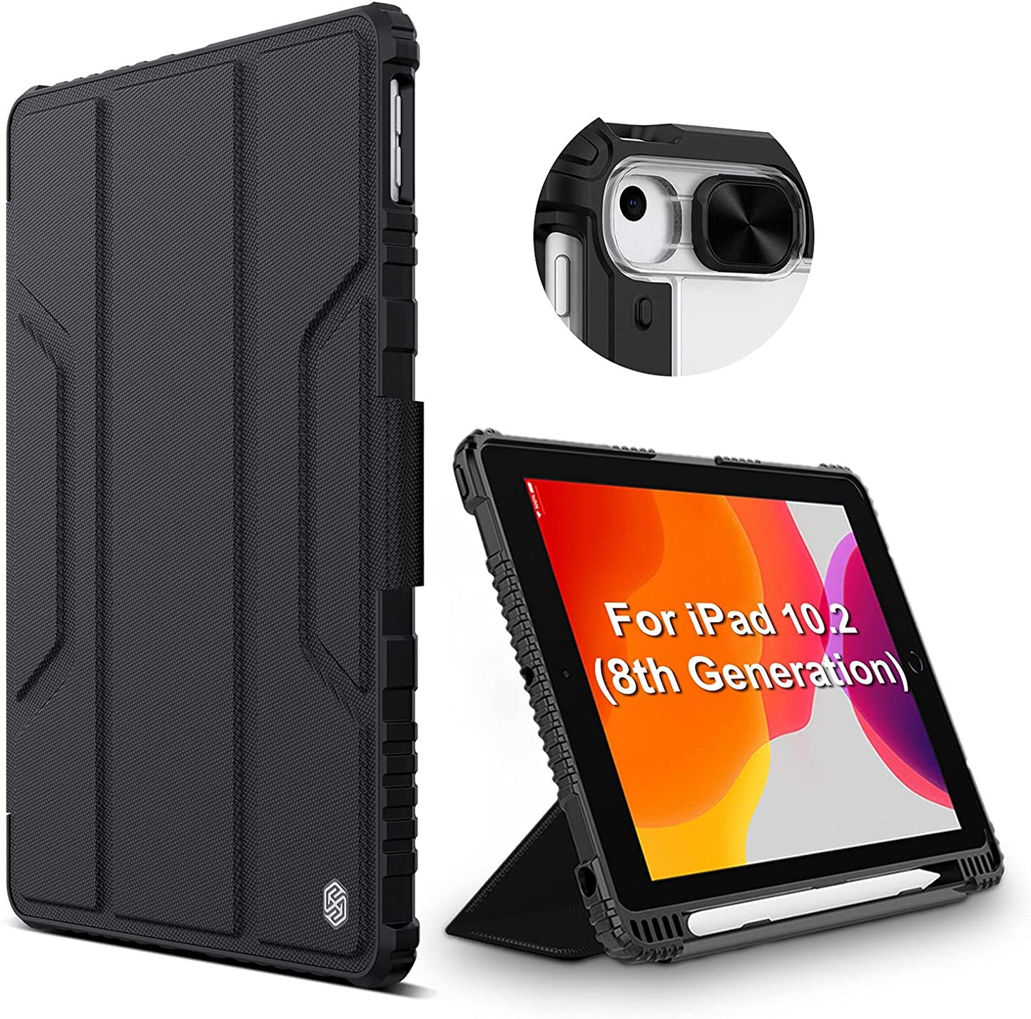 Nillkin Camera Protection iPad Case for iPad 8th & 7th Gen (10.2" Display - 2020 & 2019 Version) (Black)