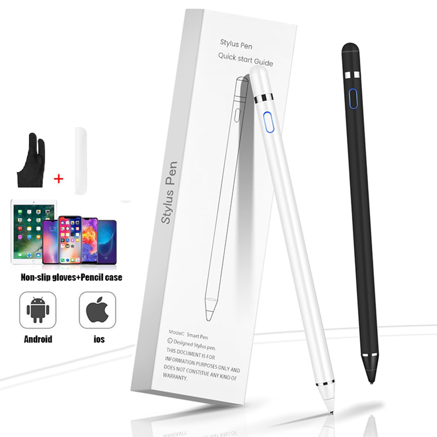 Active Stylus Pen for Android,iOS, iPad, iPhone and Most Tablet, 1.5mm Fine Point Rechargeable Digital Stylus Pen for Drawing