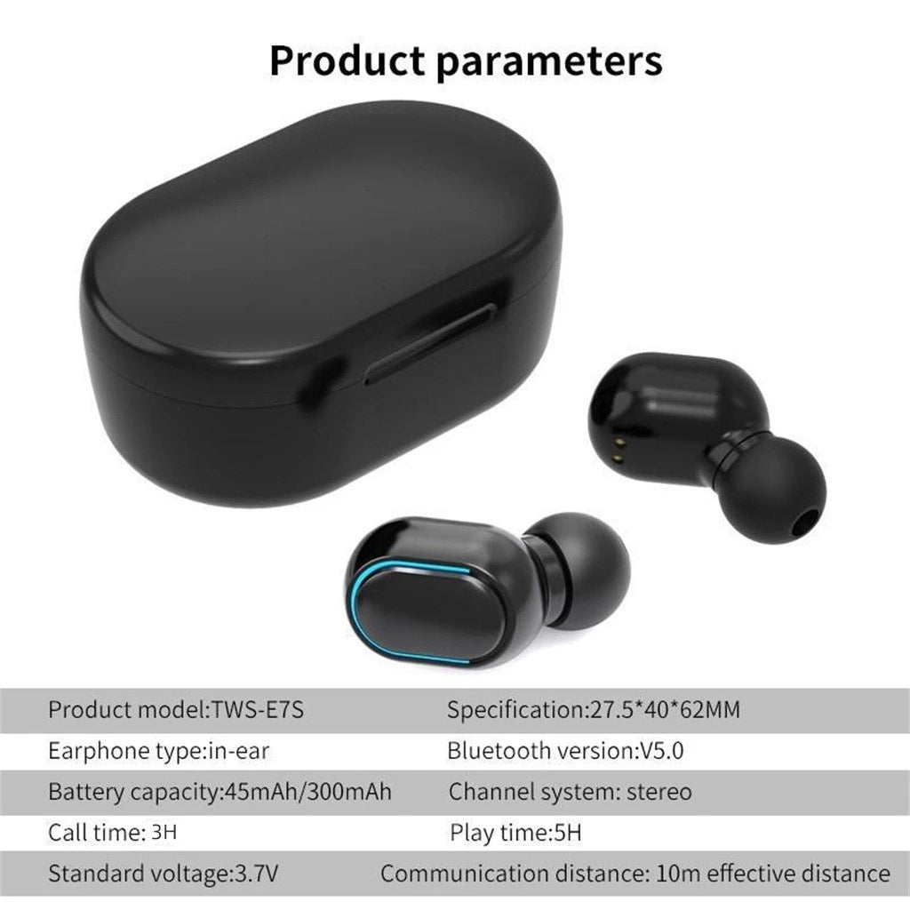 E7S TWS Wireless Headphones Bluetooth Earphones In-ear Stereo Earbuds Noise Cancelling Waterproof Sports Headset Digital Display