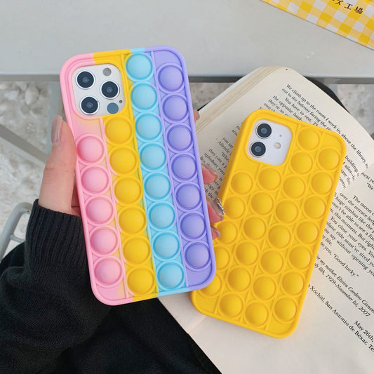 Fashion Rainbow Shockproof Silicone Phone Case For Iphone 11 12 Pro Max 6s 7 8 Plus X XR XS Max Cover Reliver Stress Pop Bubble