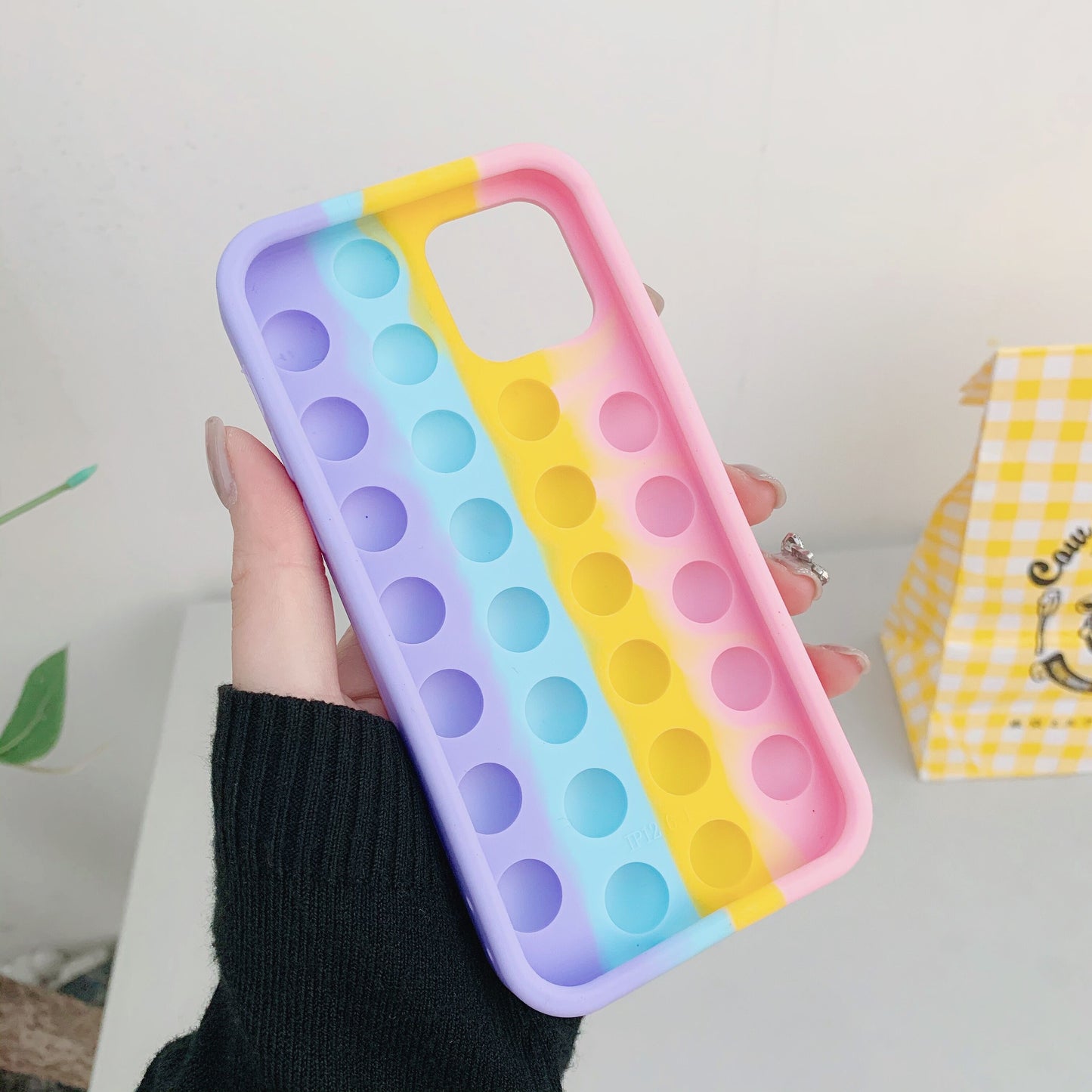 Fashion Rainbow Shockproof Silicone Phone Case For Iphone 11 12 Pro Max 6s 7 8 Plus X XR XS Max Cover Reliver Stress Pop Bubble