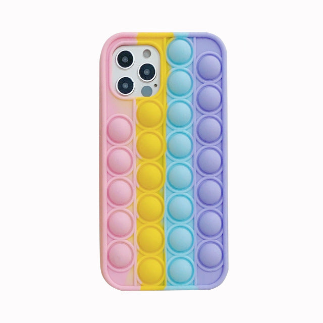 Fashion Rainbow Shockproof Silicone Phone Case For Iphone 11 12 Pro Max 6s 7 8 Plus X XR XS Max Cover Reliver Stress Pop Bubble