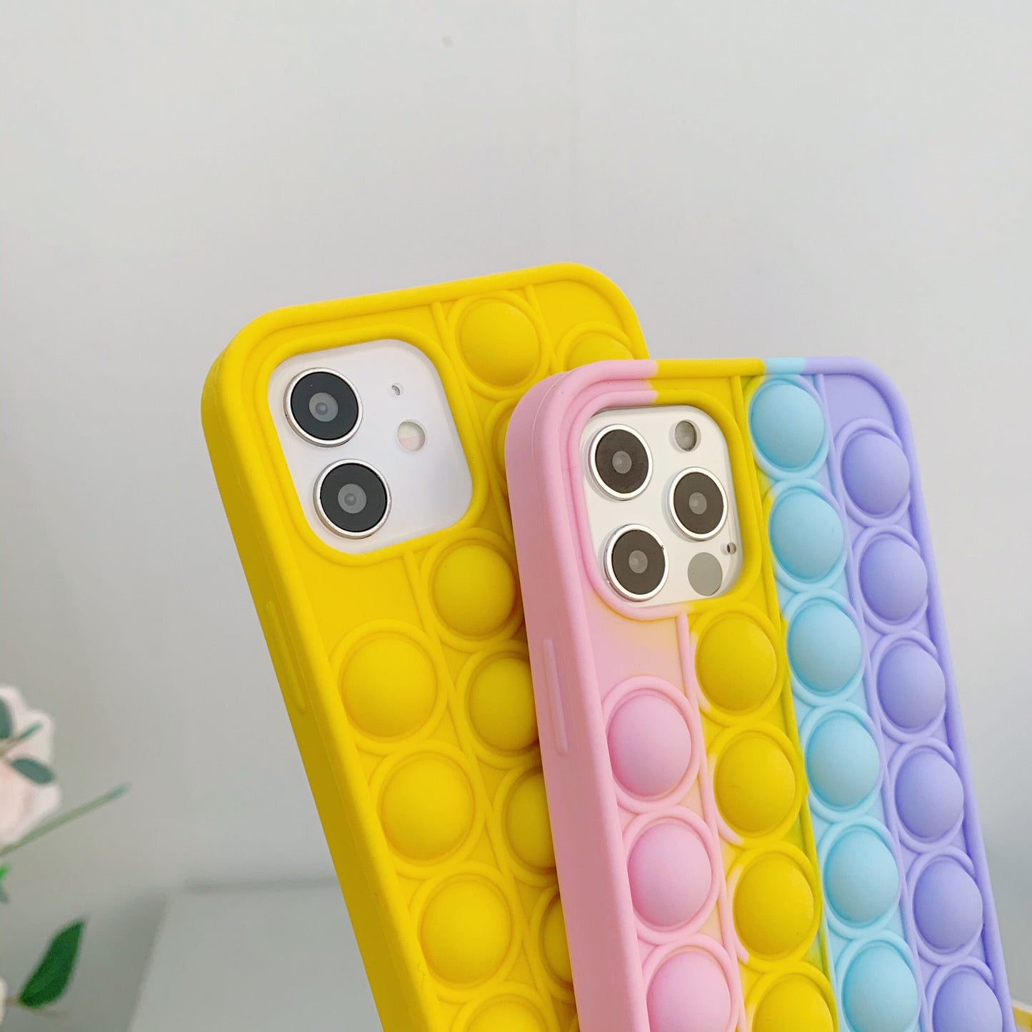 Fashion Rainbow Shockproof Silicone Phone Case For Iphone 11 12 Pro Max 6s 7 8 Plus X XR XS Max Cover Reliver Stress Pop Bubble