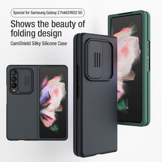 For Samsung Galaxy Z Fold 3 5G Case NILLKIN CamShield Silky Silicone Shell Slide Camera Back Cover For Samsung Z Fold3 W22 Cases