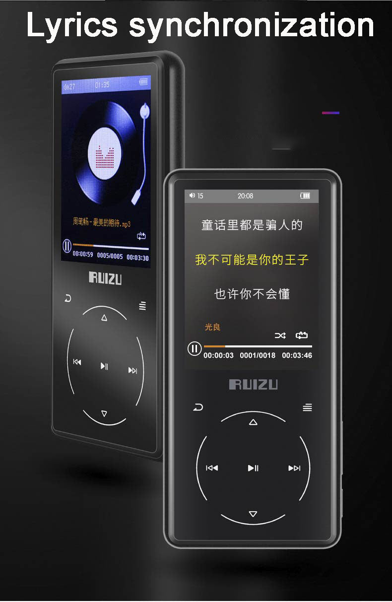 New Metal Original RUIZU D16 Bluetooth MP3 Player 2.4inch 8GB HIFI Music Video Player With FM Radio E-Book Built-in Speaker