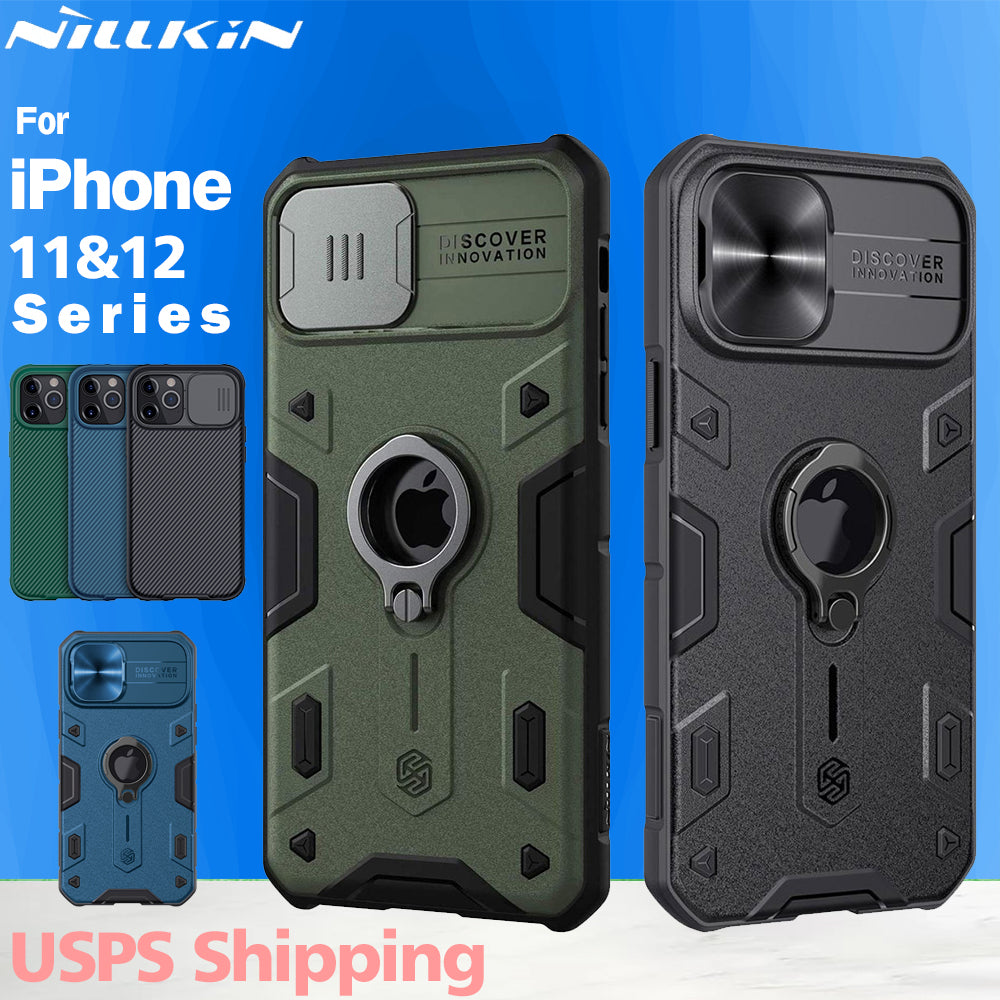 NILLKIN for iPhone 12 11 Pro Max Case Finger Ring Holder Shockproof Armor Camera Protection Case For iPhone 11 12 Mini Pro Max