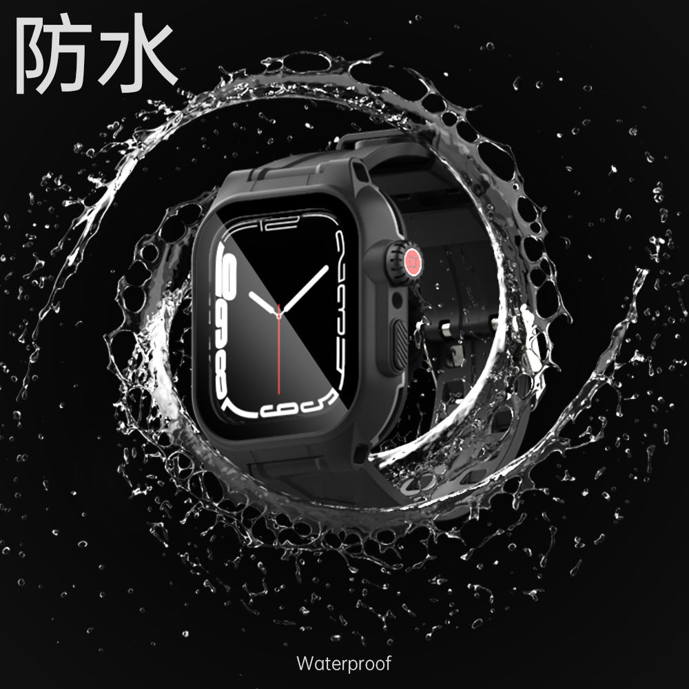 外贸适用Apple WatchSeries7-41mm苹果S7-45mm手表防水壳保护表带