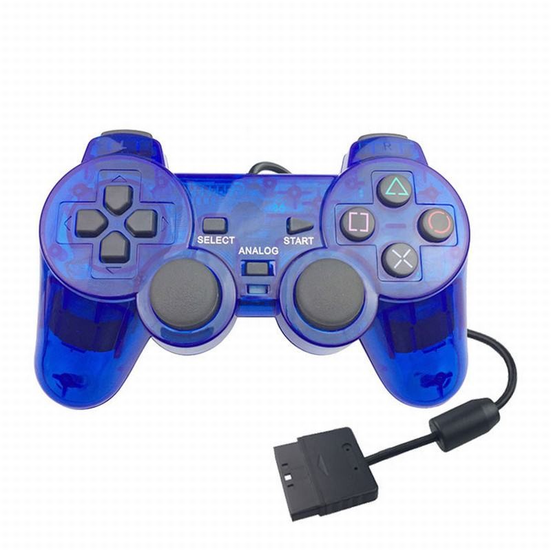 Wired Gamepad Transparent Red/purple/blue/black Game Controller Handle Suitable For PS2 Handle Gaming Devices Touch Sensitive