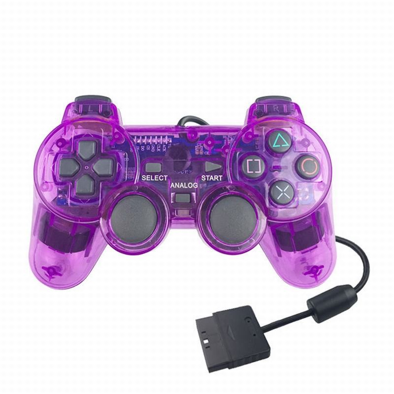 Wired Gamepad Transparent Red/purple/blue/black Game Controller Handle Suitable For PS2 Handle Gaming Devices Touch Sensitive