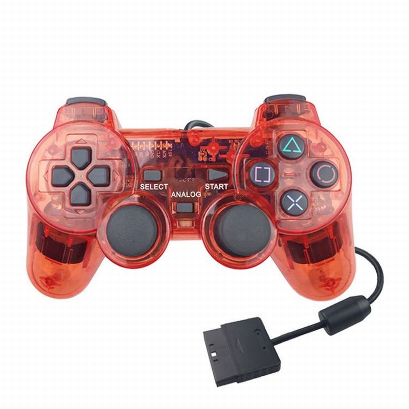 Wired Gamepad Transparent Red/purple/blue/black Game Controller Handle Suitable For PS2 Handle Gaming Devices Touch Sensitive