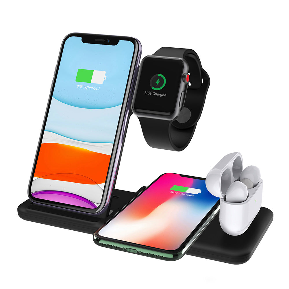 Wireless Charger Stand 3 in 1 Qi 15W Fast Charging Dock Station for Apple Watch iWatch 7 6 AirPods Pro iPhone 13 12 11 XS XR X 8