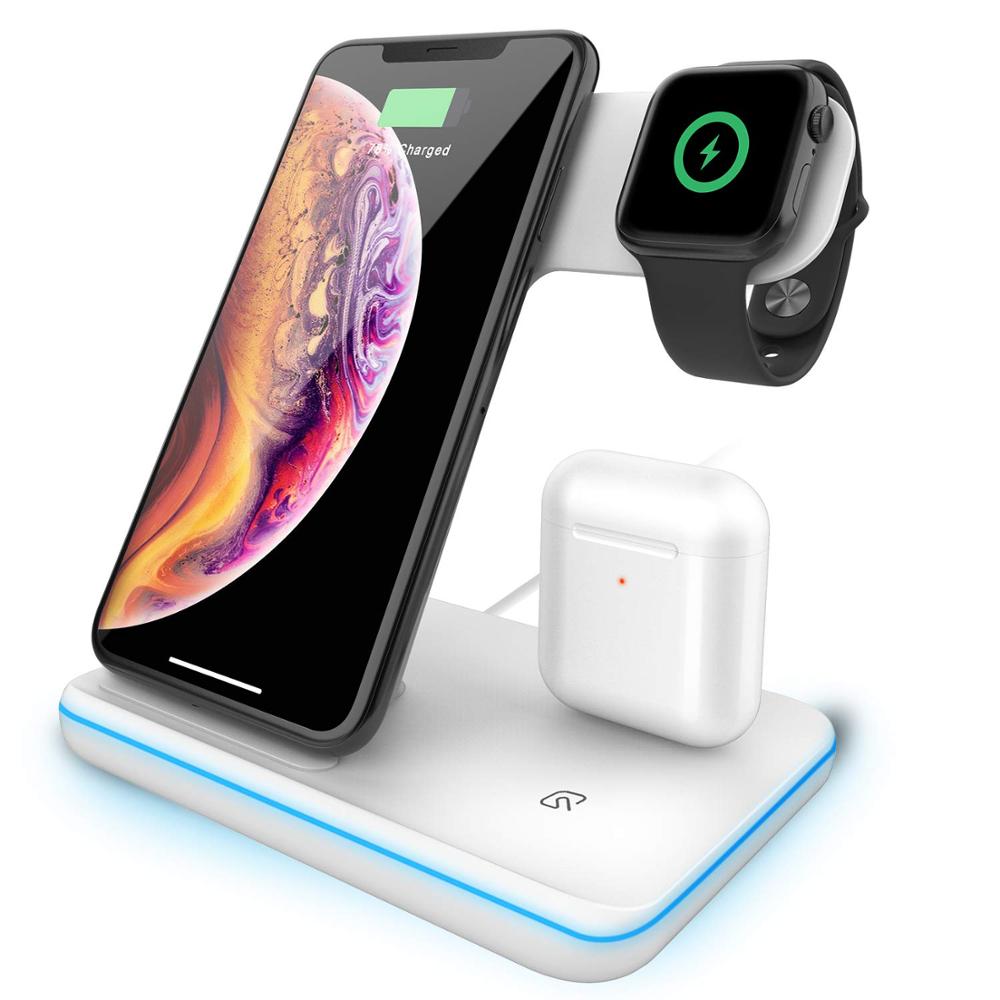 Wireless Charger Stand 3 in 1 Qi 15W Fast Charging Dock Station for Apple Watch iWatch 7 6 AirPods Pro iPhone 13 12 11 XS XR X 8