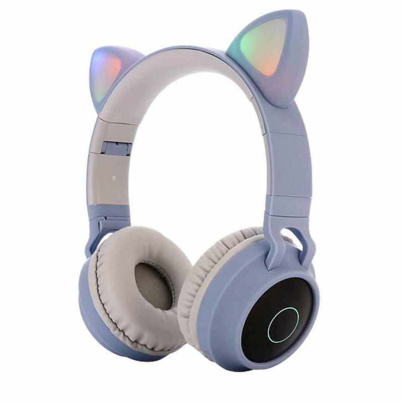 Wireless Music Game Bluetooth-Compatible Headset Cat Ear Bass MIC LED Children Models Foldable Soft Material Comfortable