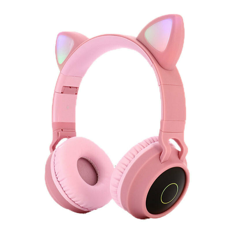 Wireless Music Game Bluetooth-Compatible Headset Cat Ear Bass MIC LED Children Models Foldable Soft Material Comfortable