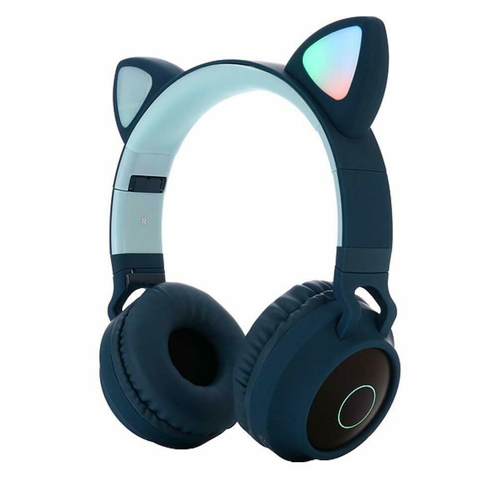 Wireless Music Game Bluetooth-Compatible Headset Cat Ear Bass MIC LED Children Models Foldable Soft Material Comfortable