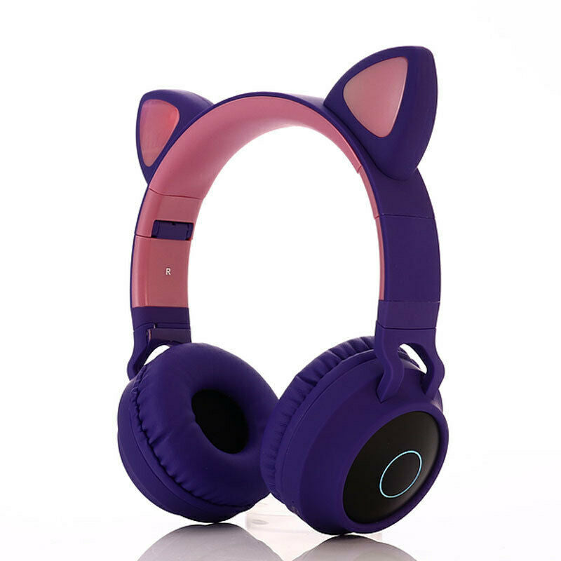 Wireless Music Game Bluetooth-Compatible Headset Cat Ear Bass MIC LED Children Models Foldable Soft Material Comfortable