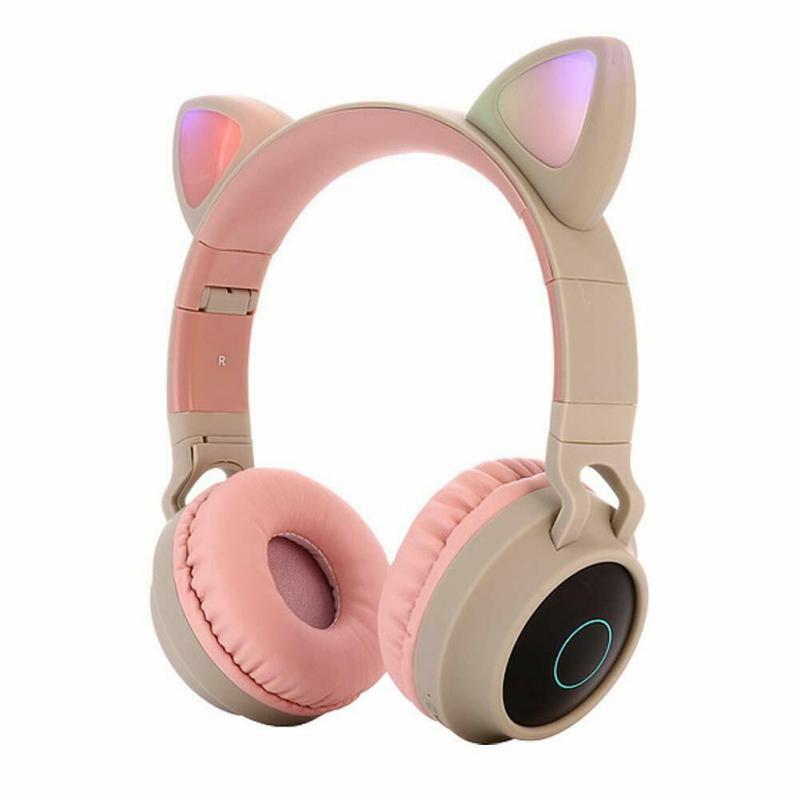 Wireless Music Game Bluetooth-Compatible Headset Cat Ear Bass MIC LED Children Models Foldable Soft Material Comfortable