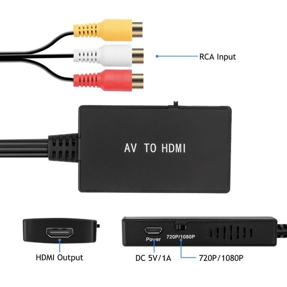 YIGETOHDE RCA to HDMI Converter Composite to HDMI Adapter 1080P PAL/NTSC Compatible With PS One,PS2,PS3,STB,XBOX,VHS,Blu-Ray DVD